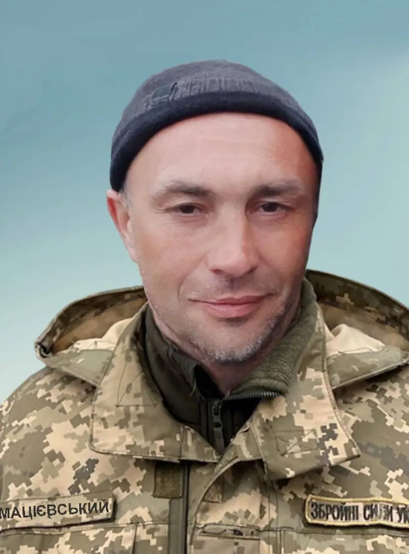 Portrait of Ukrainian soldier Oleksandr Matsiievskyi