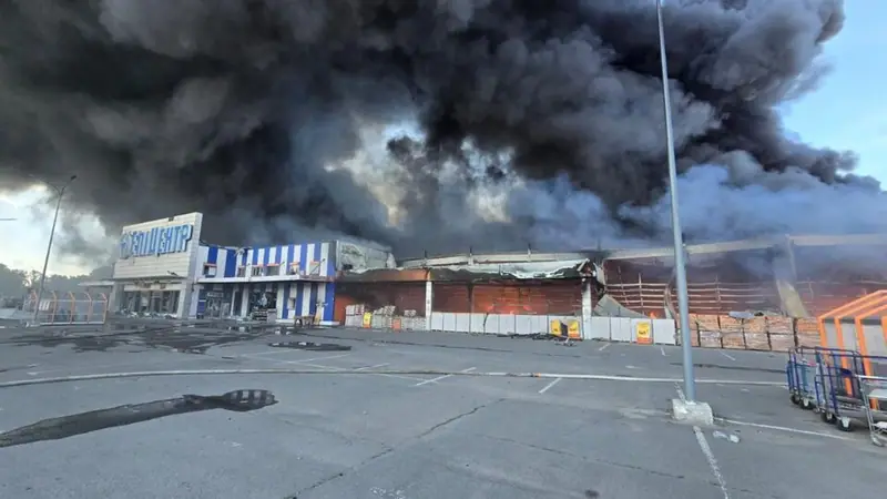 The Epicentr hypermarket in Kharkiv after the bombing